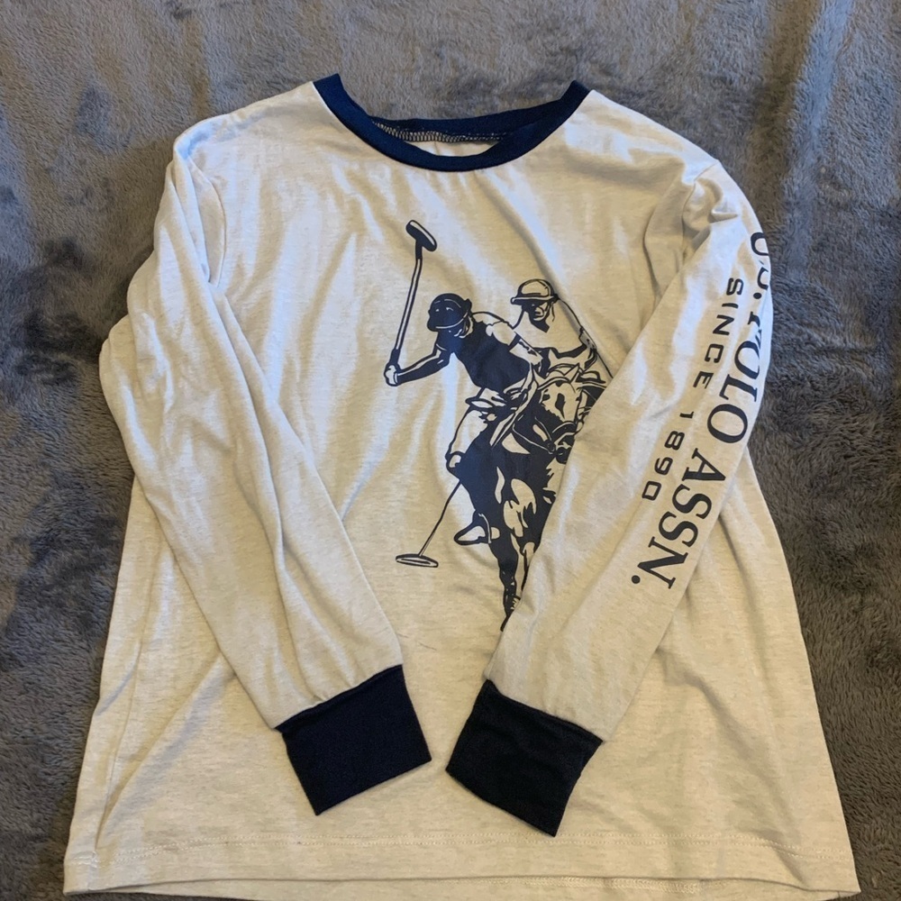 U.S. Polo Assn. White and Blue Pajama Set Classic Comfort - Picture 2 of 8